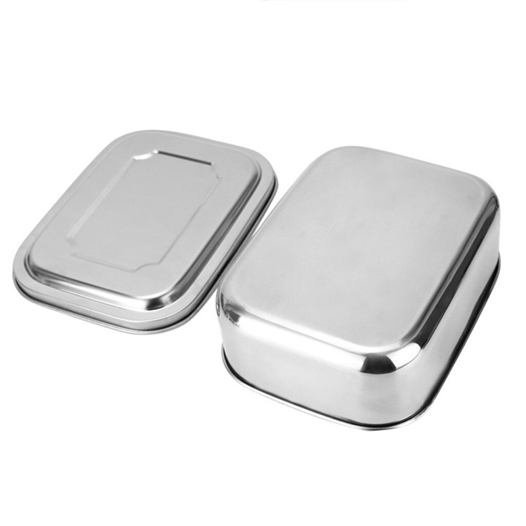 304 Stainless Steel Lunch Box Single Layer Adult Lunch Container Sealed Leakproof Rectangular Subdivision Container Airtight: Default Title