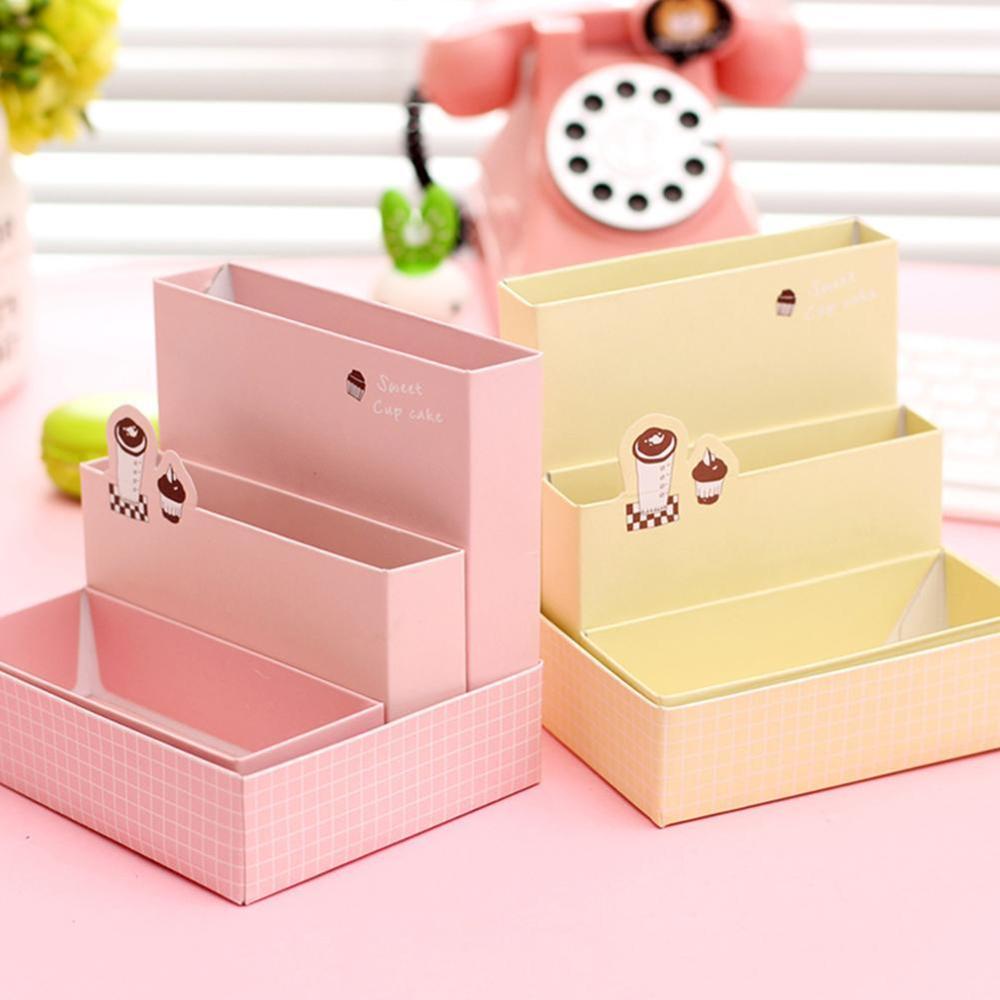 DIY Paper Board Storage Boxes Bins Office Organizer Tools Stationery Case School Makeup Desk Cosmetic Z9E5