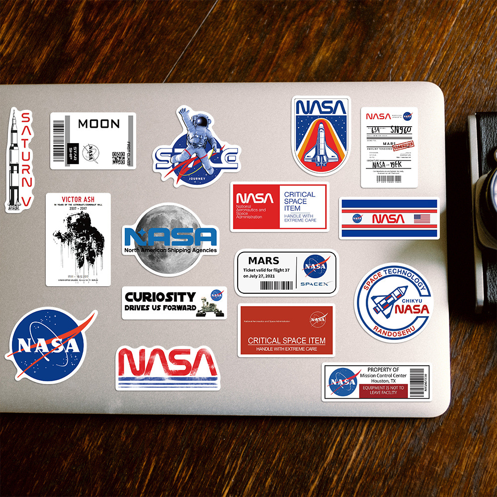 50PCS NASA Stickers Spaceship Decals For Phone Laptop Suitcase Notebook Skateboard Waterproof Sticker