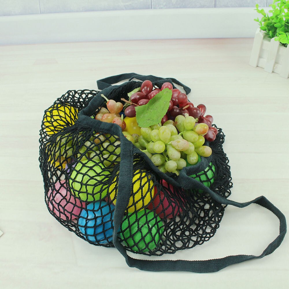 Reusable Fruit Shopping Bags String Grocery Shopper Cotton Tote Mesh Woven Net Bag