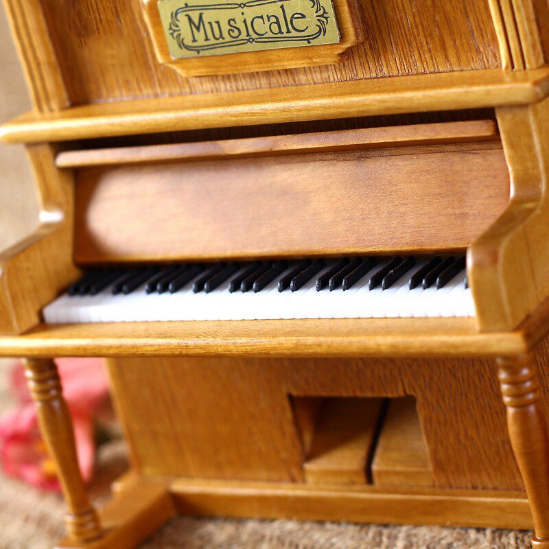 Holz-Spieluhr - Uhrwerk Kurbel - Retro Klassisches Klavier Design - Mini Interaktives Lernspielzeug
