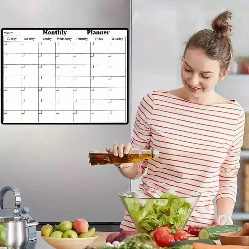 Minimalistische magnetische droog uitwisbare kalender voor koelkast Maandelijkse planner Whiteboard Multifunctionele keukenorganisatie Decor