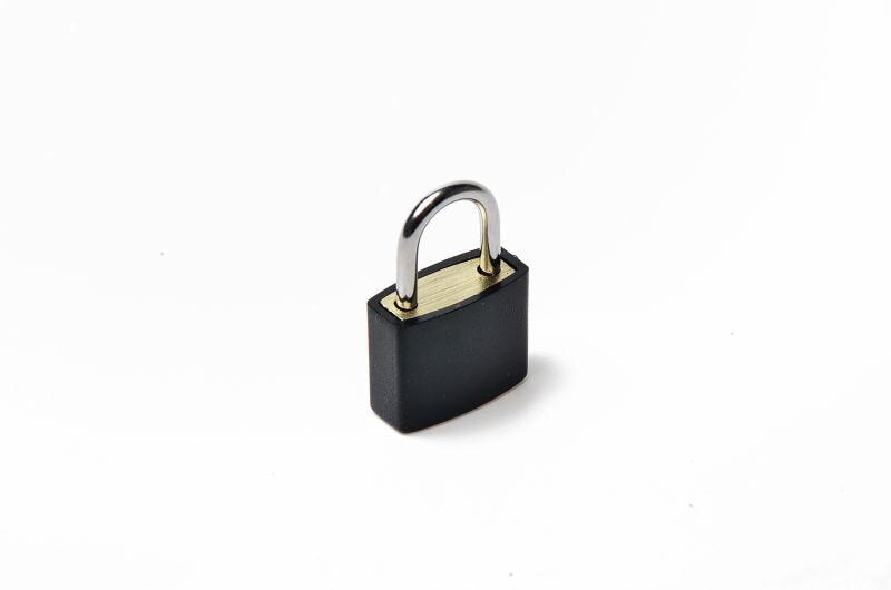 Plastic Casing Lock Brass Lock Body Luggage Zipper Padlock With Two Keys For bags: black