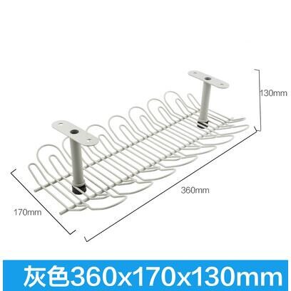 Multi purpose hanging basket Metal Table Bottom Shelf for plug socket Storage rack holder Home Office Desk Cable Wire Organizer: grey 360mm