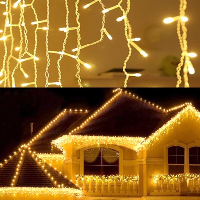 5M Outdoor Kerst Licht Gordijn Ijspegel String Light Droop 0.4-0.6M Garland Gordijn Lamp Decoratie Voor thuis Venster: warm white / 220V EU Plug
