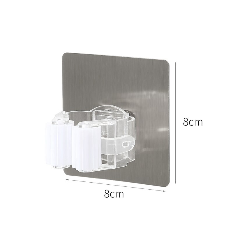 Adhesive Multi-Purpose Hooks Wall Mounted Mop Organizer Holder RackBrush Broom Hanger Hook Kitchen Bathroom Strong Hooks: C-white-8X8cm