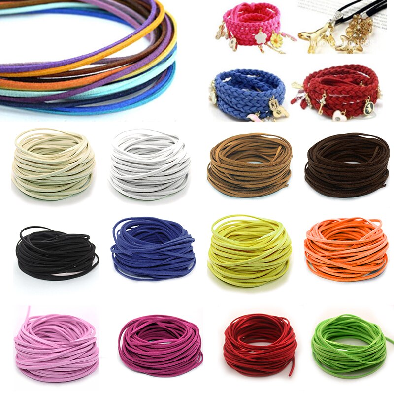10pcs Suede Flat Leather Cord Bracelet Faux Velvet Cords Necklace Rope Thread String Necklace DIY Jewelry Findings 2C0137