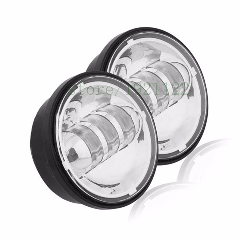 Chrome Parts 4-1/2" Motorsiklet LED Auxiliary Fog Passing Light With 4.5" Housing Bucket For Harley electra glide Bad Boy: Chrome lights