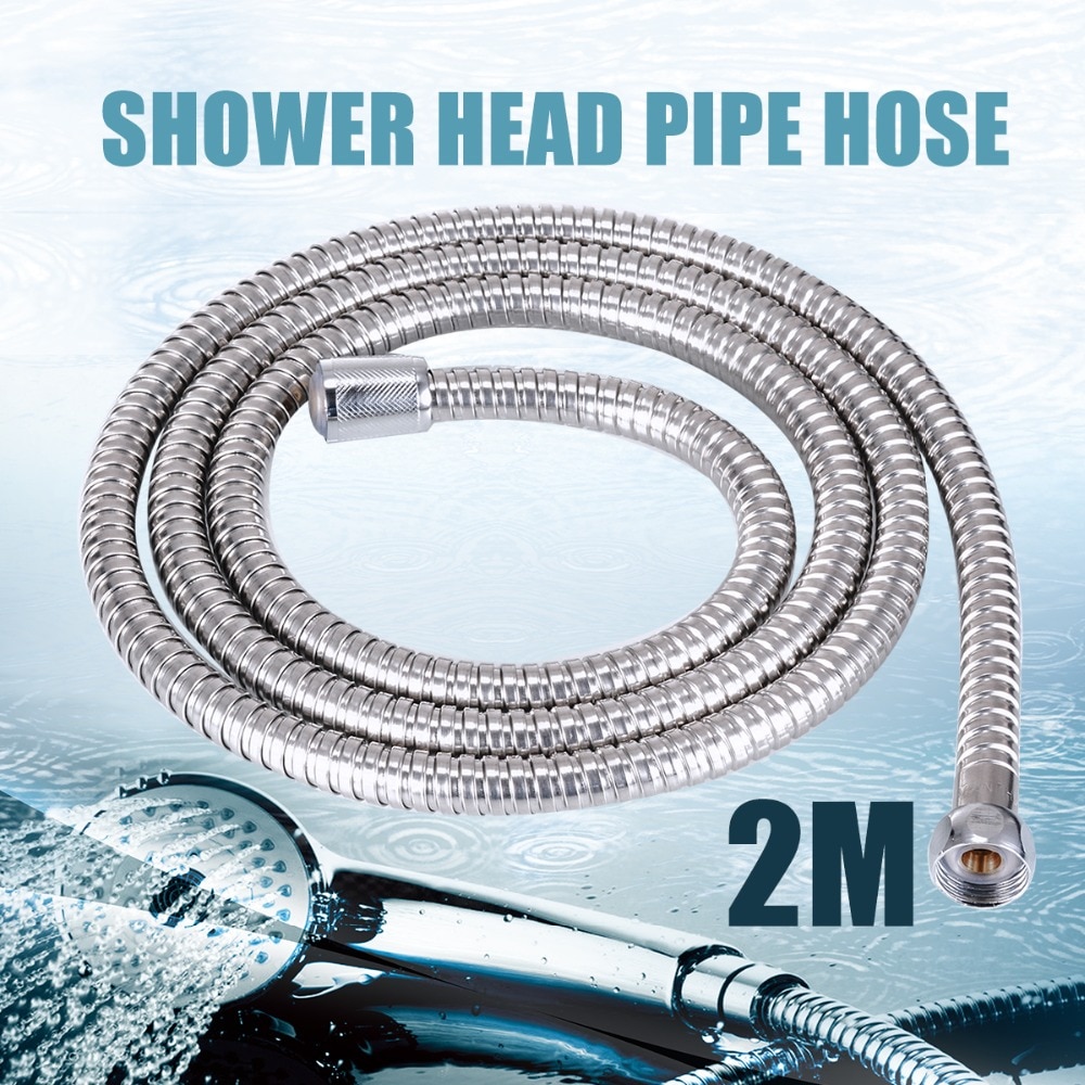 2m Rvs Flexibele Chrome Douche Slang Badkamer Heater Water Hoofd Pijp Voor Bad Accessoires