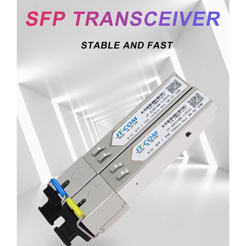 JT-COM 2Pcs SC SFP Module Gigabit DDM BIDI Mini Gbic 1000Mbps Fiber Tranceiver Sfp Module Compatible with Mikrotik