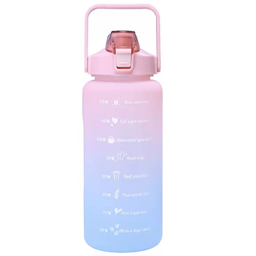 Butelka wody 2L o dużej pojemności zdatność trening plastikowy kubek odkryty kemping butelka robić picia wody gradient sportowy kubek na wodę: Różowy