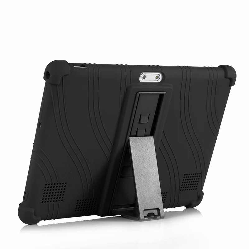 10.1 '' universele zachte siliconen hoes voor 10 10.1 inch android tablet pc schokbestendig effen gekleurde achterkant beschermende schaal + pen: Zwart