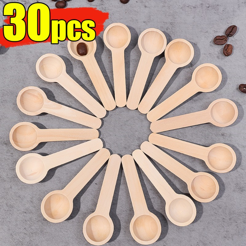 30/10 stk. mini træske med kort skaft, lille køkkenkrydderi, teskefuld, sukker, is, kaffeske, køkkentilbehør