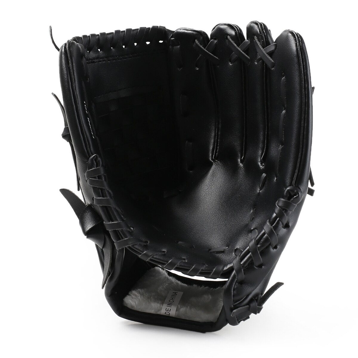 Batting Baseball Handschoen Lederen Linkerhand Kids Baseball Handschoen Lederen Batting Jeugd Softbal Guante De Beisbol Sportkleding BJ50ST: Black / 12.5 inches