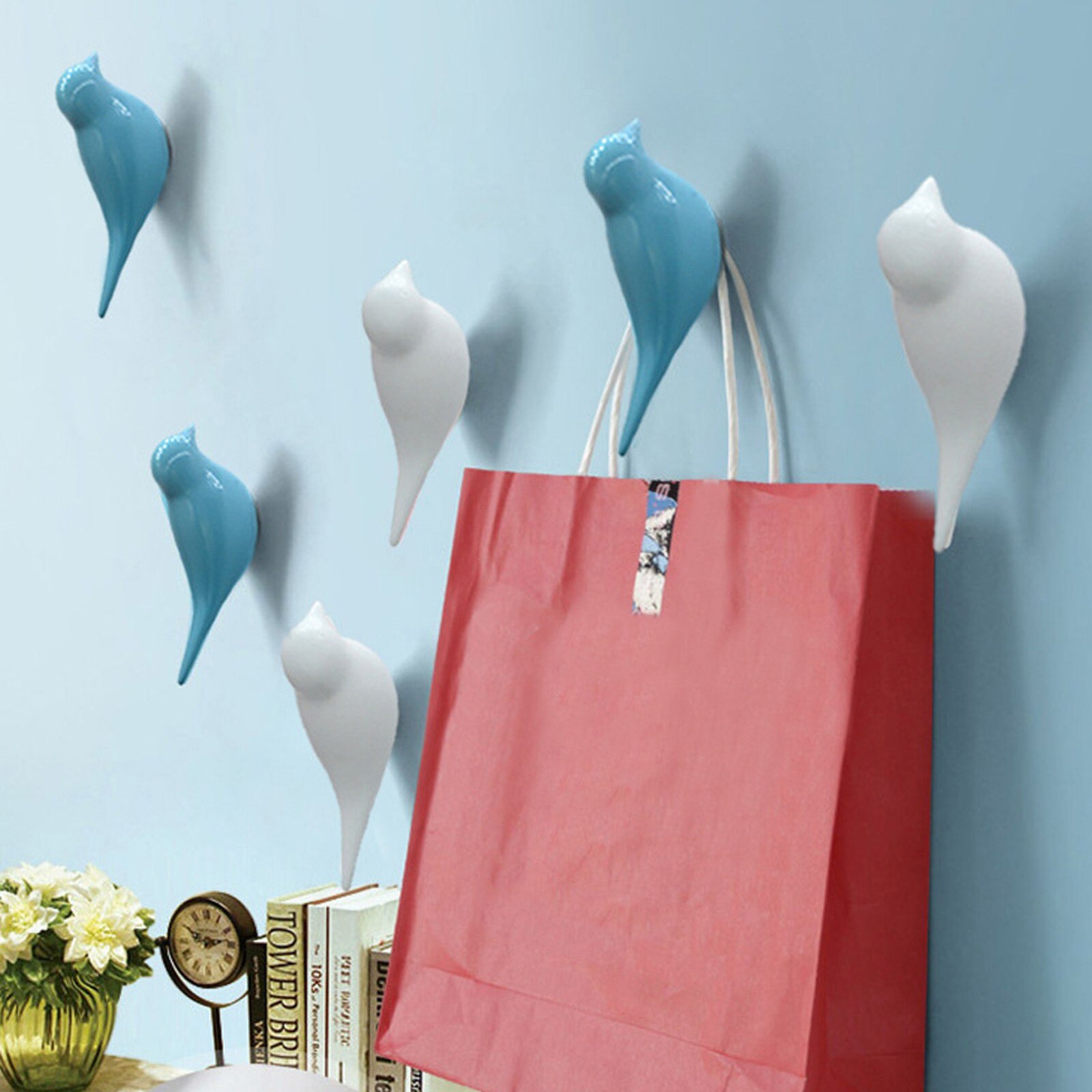 Gancho de pared con forma de pájaro para decoración del hogar, Perchero de resina con forma de pájaro, no tóxico, , 3D
