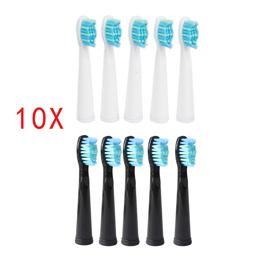 10 stk / sæt seago tandbørstehoved til lansung seago  sg610 sg908 sg917 tandbørste elektrisk udskiftning af tandbørstehoveder: 5 stk hvid 5pc sort