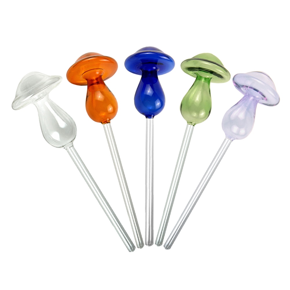 5 Color Plant Flowers Water Feeder Mushroom Shape Plant Self Watering Device Glass Clear Glass Plant Waterer Device
