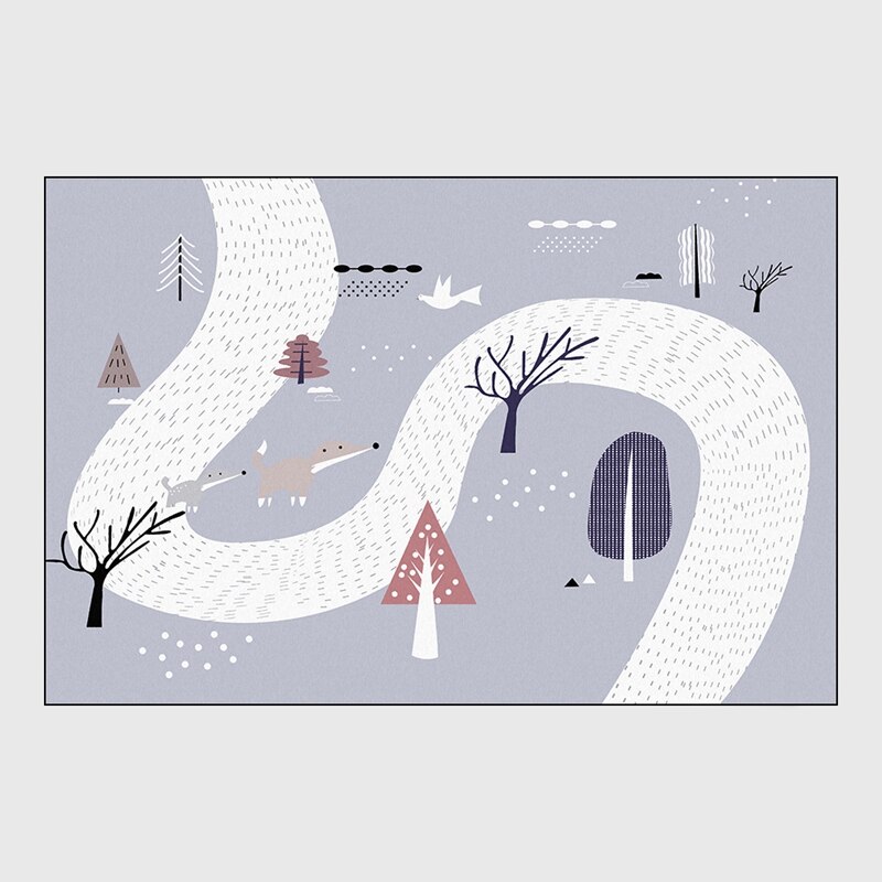 Kinderteppich 80x150cm Mit Pinguin-Muster - Flanell Teppich Rutschfest Für Kinderzimmer & Wohnzimmer