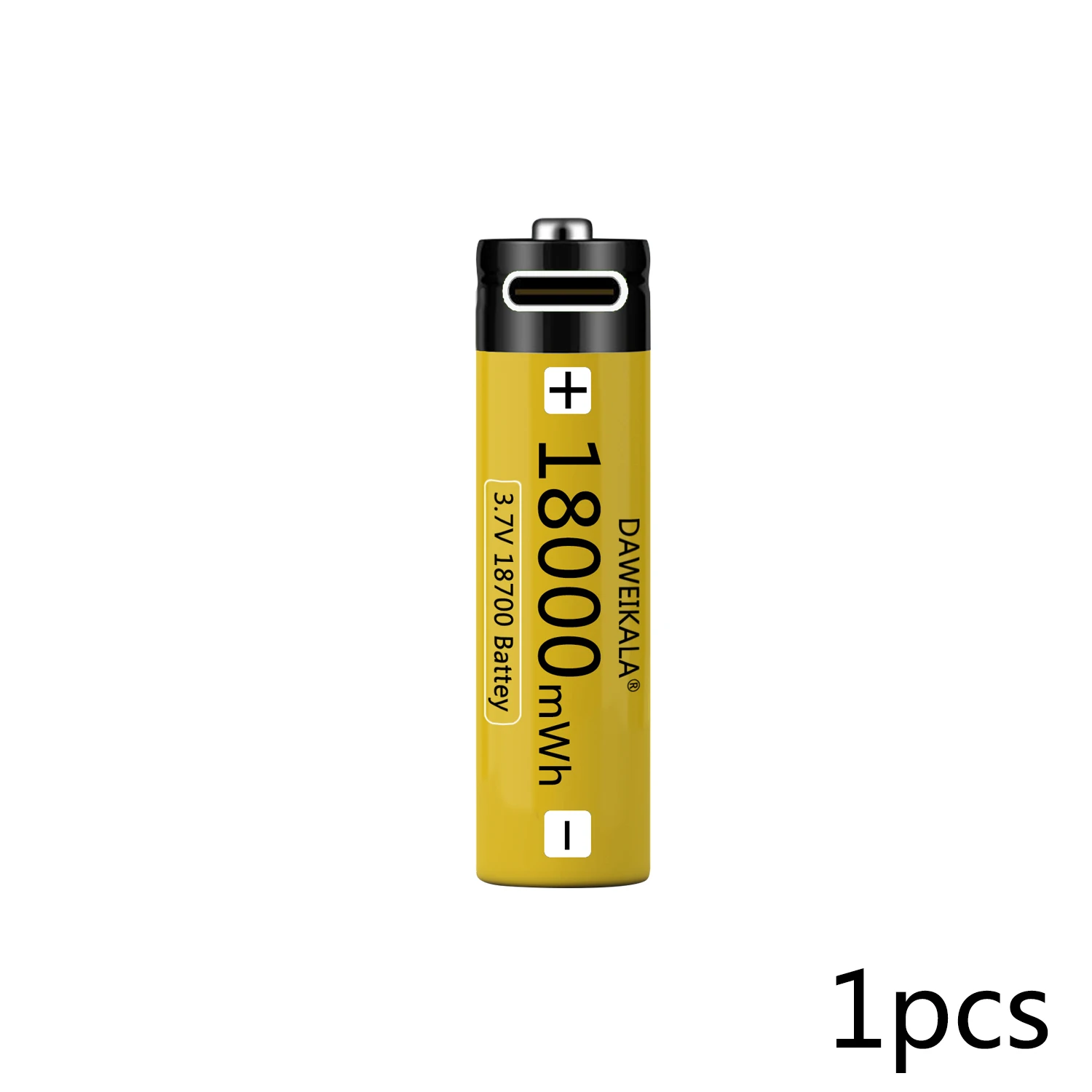 18650 Battery USB Type-C 18700 3.7V 18000mWh USB Rechargeable Li-ion Battery for Flashlight Electric Mobile phone Toy Battery: Gold