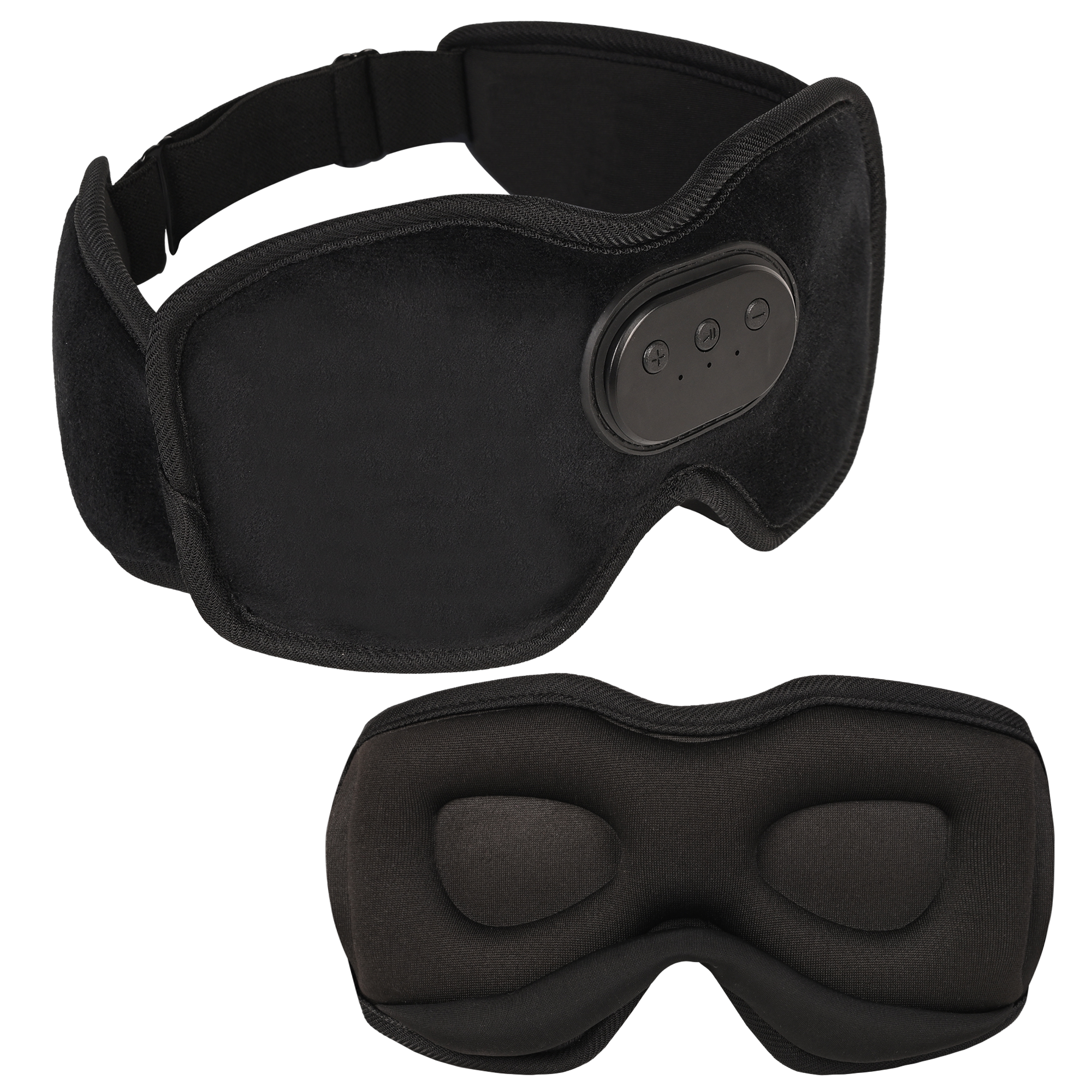 Auriculares para dormir con Bluetooth, máscara para ojos opaca, copa contorneada 3D, venda para música con altavoz para viajes, meditación, cambio nocturno: Negro