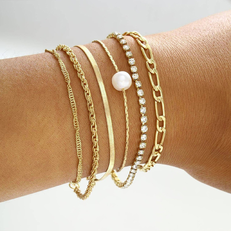 11 unids/set de pulseras de cadena giratoria bohemias para mujer, pulsera de eslabones cubanos ajustable de Color dorado Punk Vintage, de joyería de: Color dorado