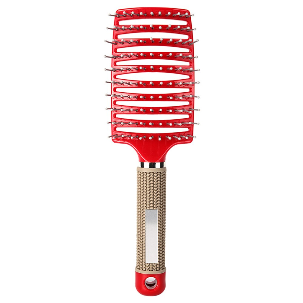Salon Haarbürste Massager Haar Kamm Frauen Männer Friseur Styling Werkzeug Kopfhaut Tragbare Friseur Gebogene Locken Kamm: Red