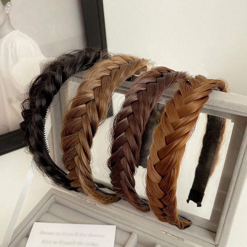 Peluca sintética para mujer, bandas para el cabello trenzadas torcidas, trenzas de , accesorios para el cabello, diadema natural bohemia elástica para