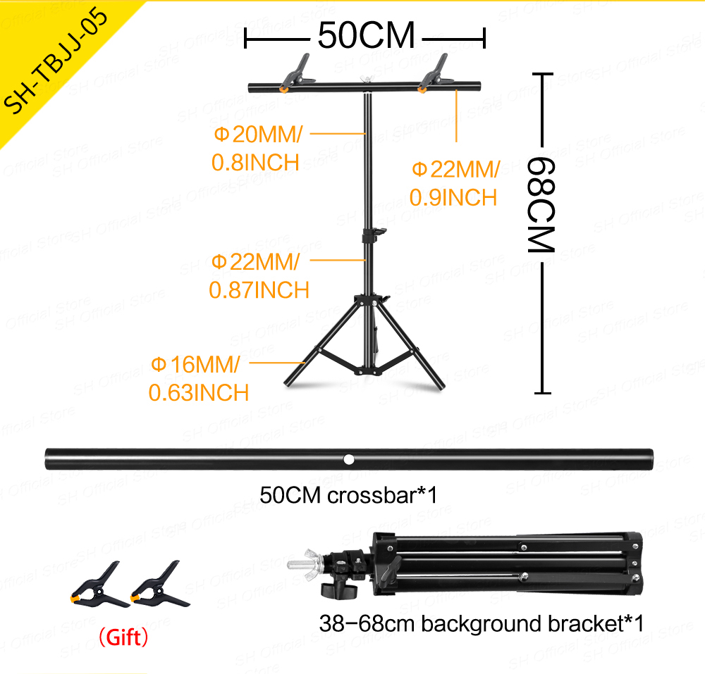 SH Photography1.5*2/2*2M T-Shape Fondale Sfondo Supporto Telaio Sistema di Supporto Kit Per Studio Fotografico Video Chroma Chiave Con Festa: Cielo Blu