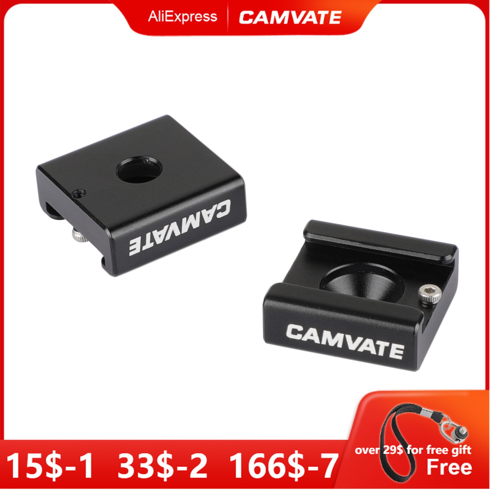 CAMVATE 2x1/4&quot; Cold Shoe Mount for Blackmagic DSLR Rig Video Light Cinema Camera Cage