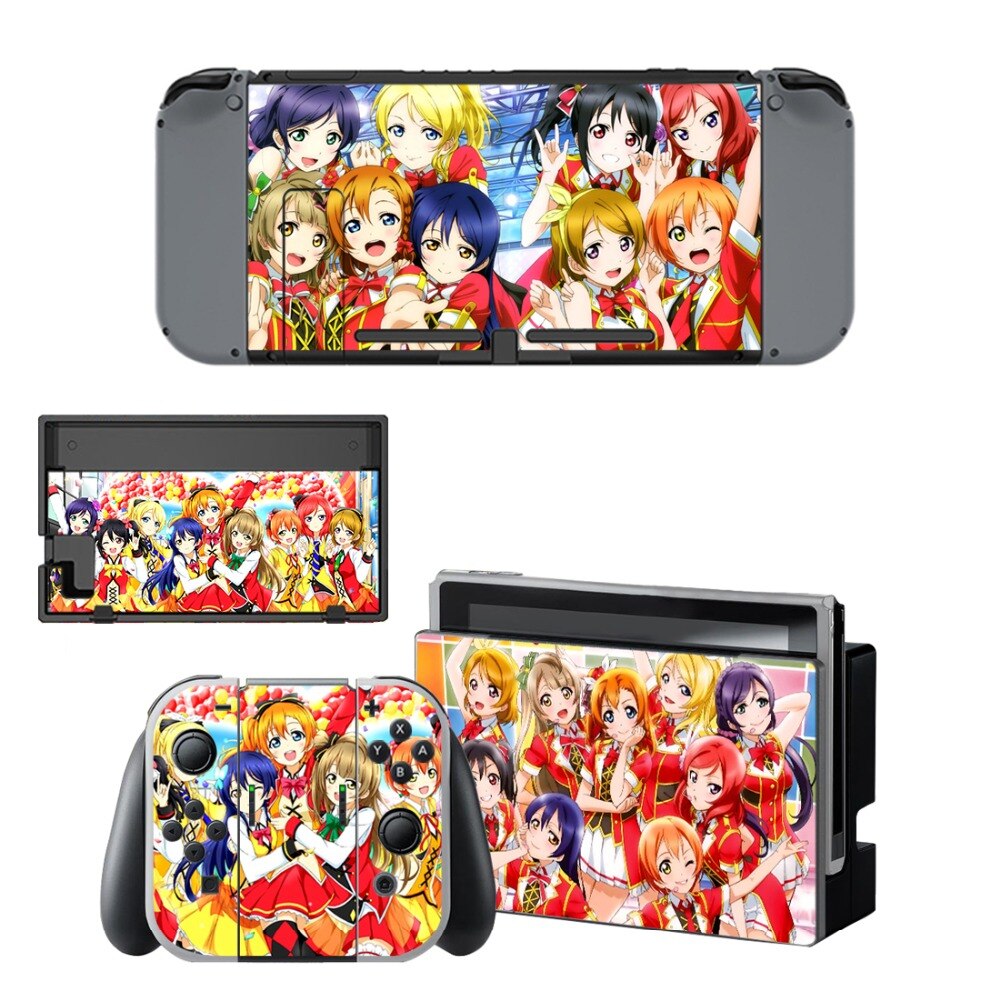 Anime Cute Girl Lovelive Decal Vinyl Skin Sticker for Nintendo Switch NS Console+Controller+Stand Holder Protective Film