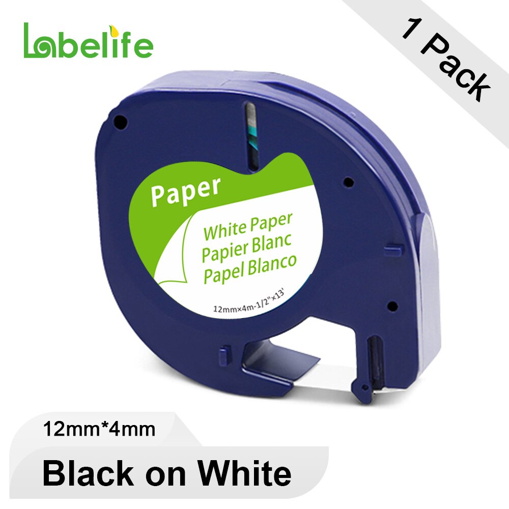 1Pc 91201 91200 91202 91203 91204 91205 12267 12Mm Labeltapes Compatibel Voor Dymo Letratag Voor Dymo LT-100H LT-100T Label Maker: Paper White