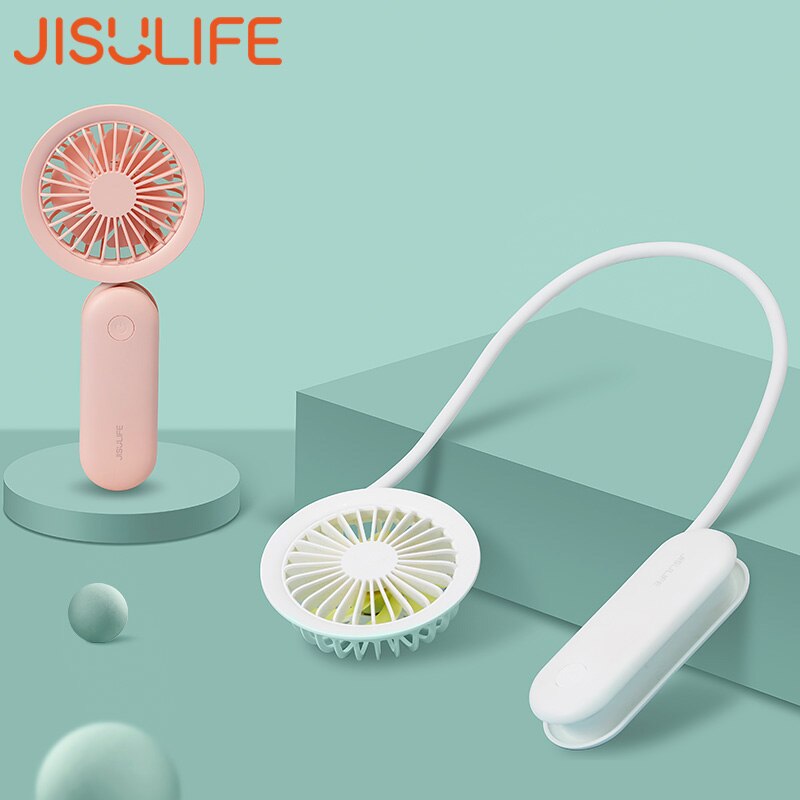 JISULIFE-Ventilador portátil para el cuello, miniventilador silencioso de mesa, plegable, recargable por USB, para el hogar y la Oficina