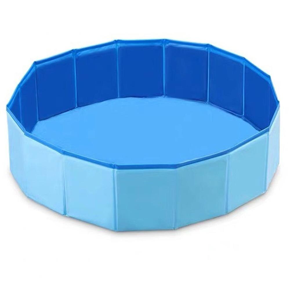 4 Sizes Pet Dog Swimming Pool Foldable PVC Thickened Dog Pool Summer Pet Washing Pond Dog Pet Bathtub Easy to Drainage: Blue / XS