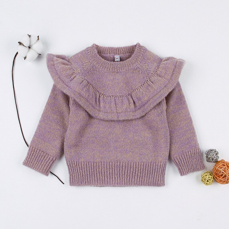 Efterår vinter dejlige toddler baby piger sweater toppe langærmet store flæser pullover outfit 0-3y bc816: 6m