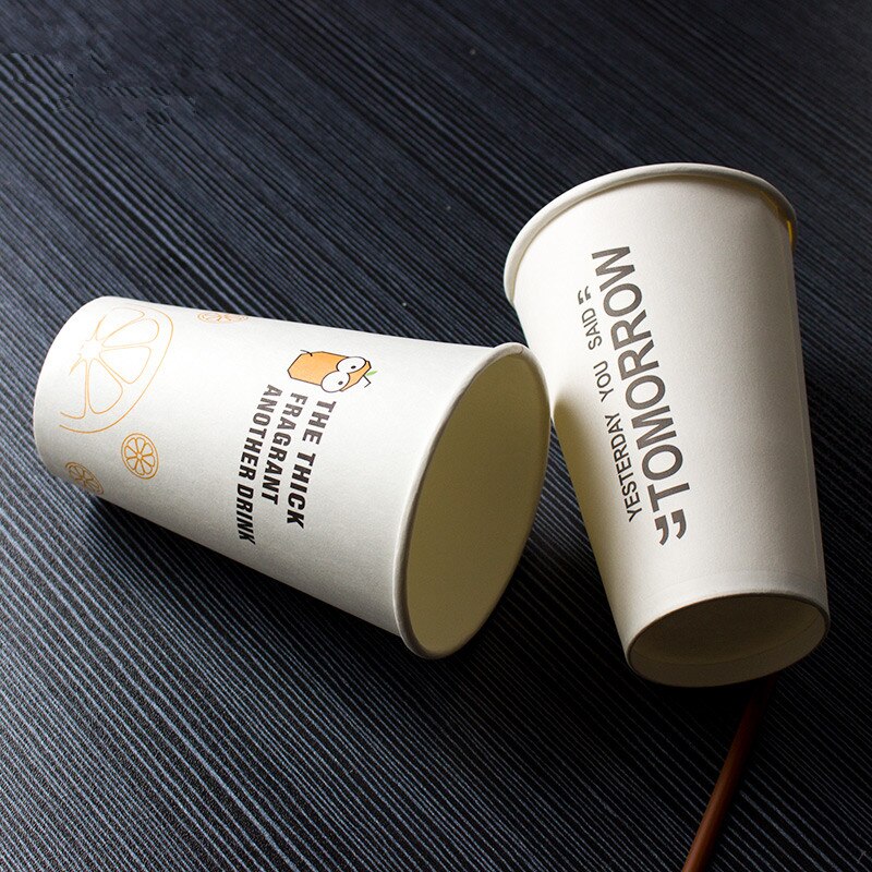 50pcs wit dikke koude en warme drank kartonnen beker 300ml 400ml 500ml carton wegwerp koffie melk thee cup wtih deksel