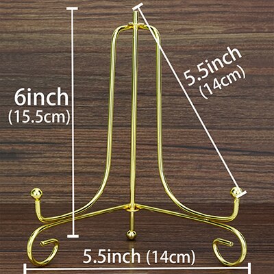 Iron Display Stand Gold Ijzeren Ezel Plaat Display Photo Holder Stand, Displays Foto Frames, Kookboeken, Decoratieve Platen: 6inch