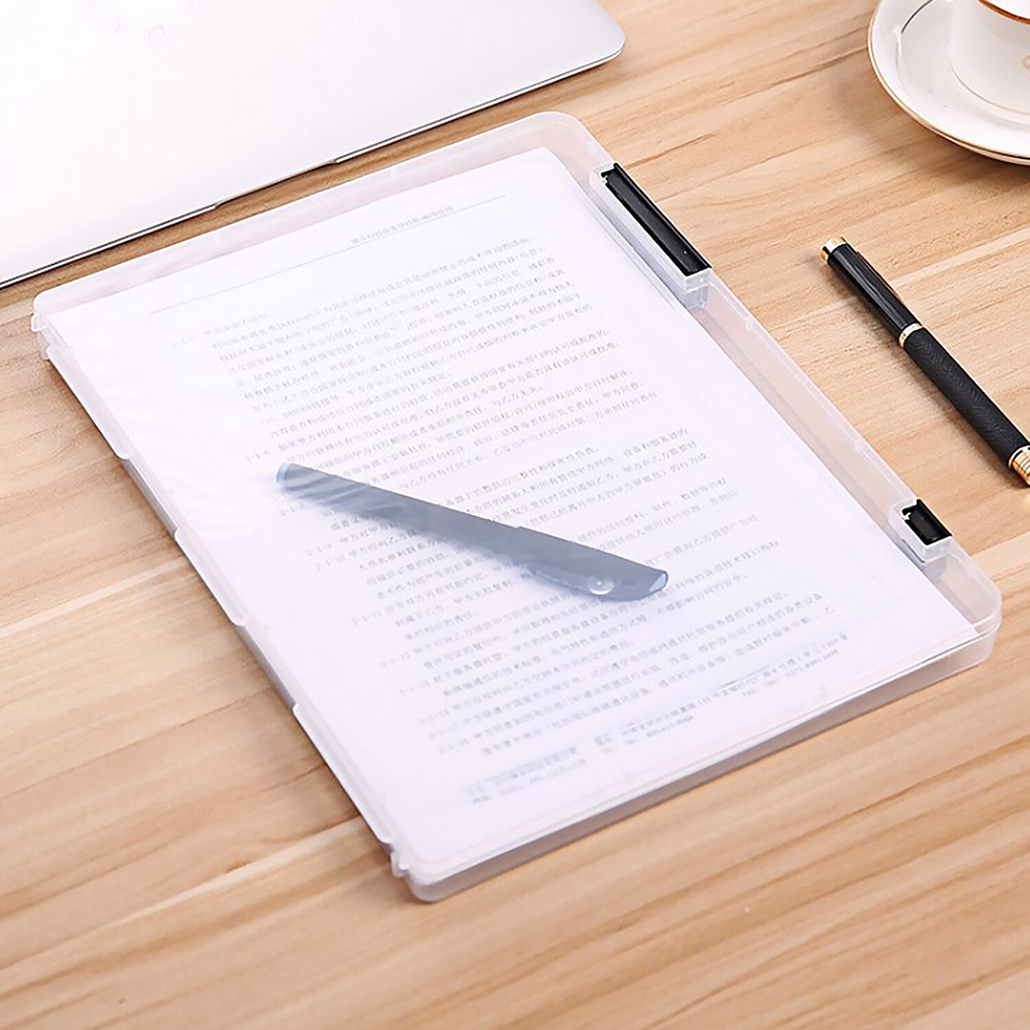 Portable Transparent Plastic A4 Size File Document Storage Case Box Organizer Container for Home Office School Business Supplies