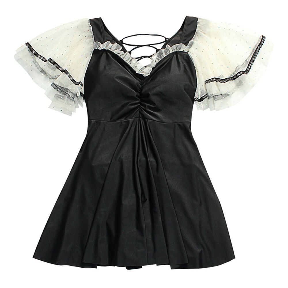 EXAGGERATED RUFFLE SWIMSUIT IN BLACK