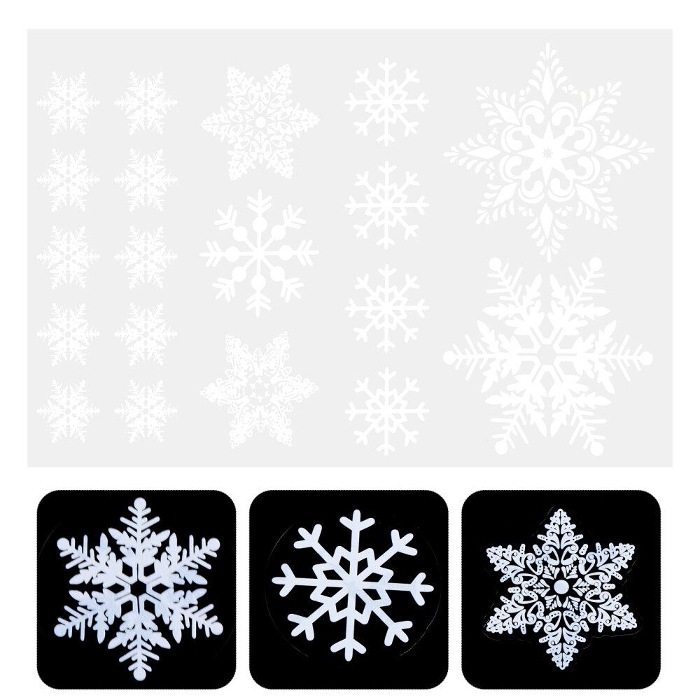 3 Sheets Christmas Snowflake Wall Decals Window PVC Electrostatic Stickers