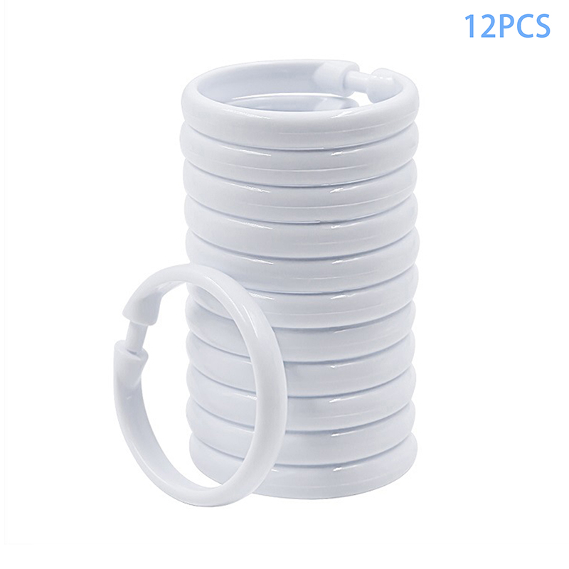 12 stk. åbne gardinringe gardinringe runde ringe bruseforhængsklemmer til gardiner og gardinstænger: Sort