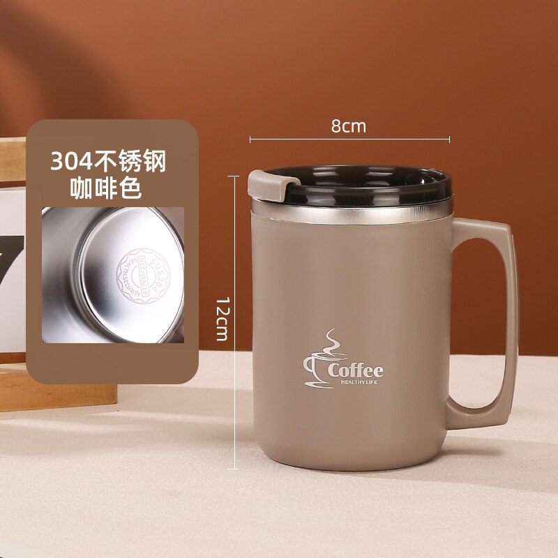 Copo de café de leite de aço inoxidável parede dupla térmica isolada copos de água e canecas de metal caneca de café: Marrom