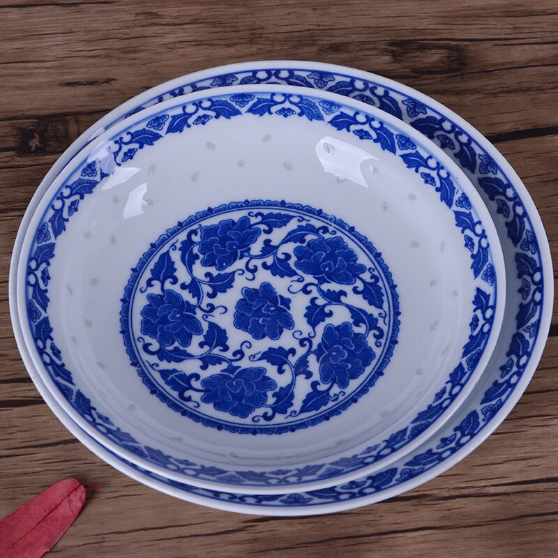 Soup Plate Ceramic Dinner Plate Round Plate Home Underglaze Color Blue&amp;white Porcelain Chinese Nostalgic Traditional Deep Plate