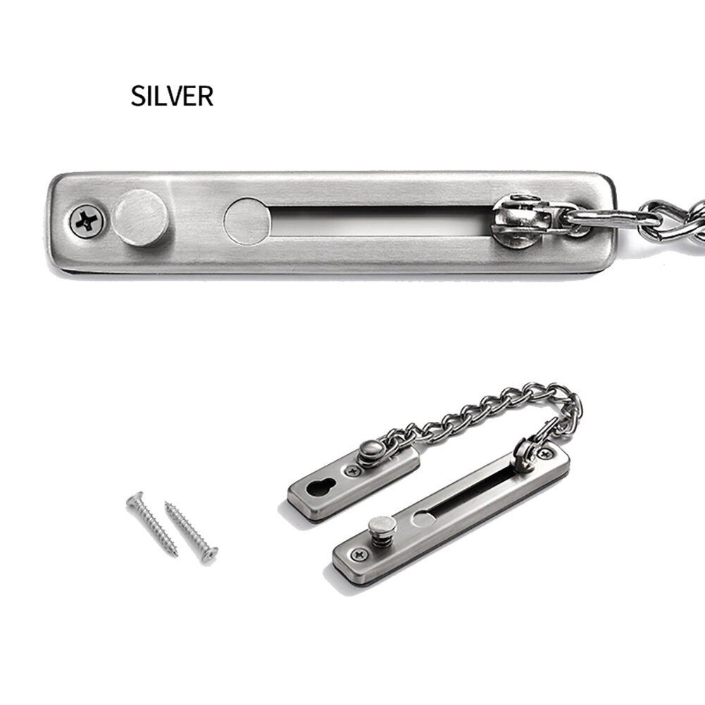 304 Stainless Steel Anti-Theft Door Chain Lock Home Security Guard Bolts Latch for Inside Door GHS99: Silver