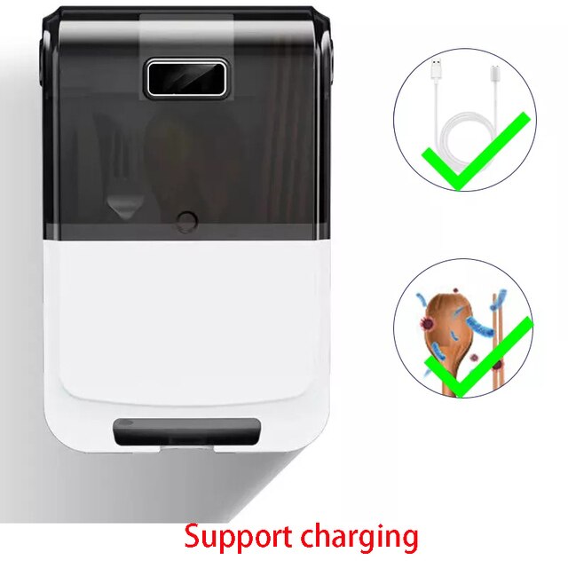 Dish Dryer Disinfection Dish Drain Rack Wall Hanging Sterilizer Air-Drying Machine For Spoon Chopstick Cage Cutlery Organizer: Black C