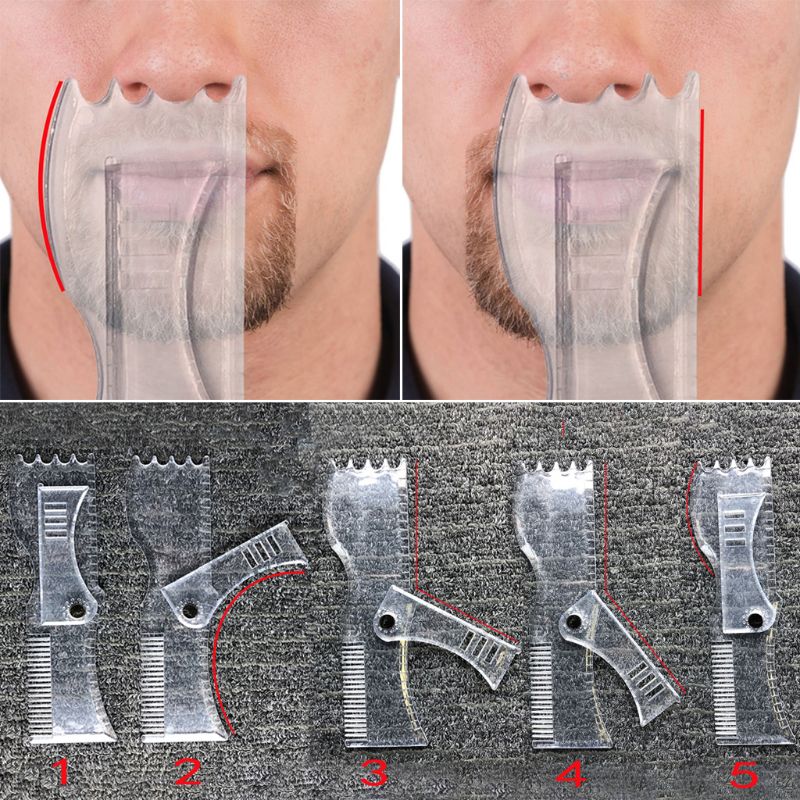 Beard Styling Template Stencil Hair Beard Comb for Men Lightweight and Flexible Fits All-In-One Beard Shaping Tool