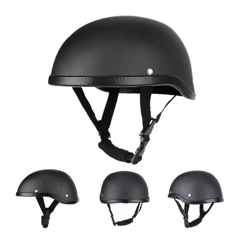 Motorhelm Open Gezicht Half Helm Chopper Biker Pilot Scooter Cruiser Moto Helm: Matte black