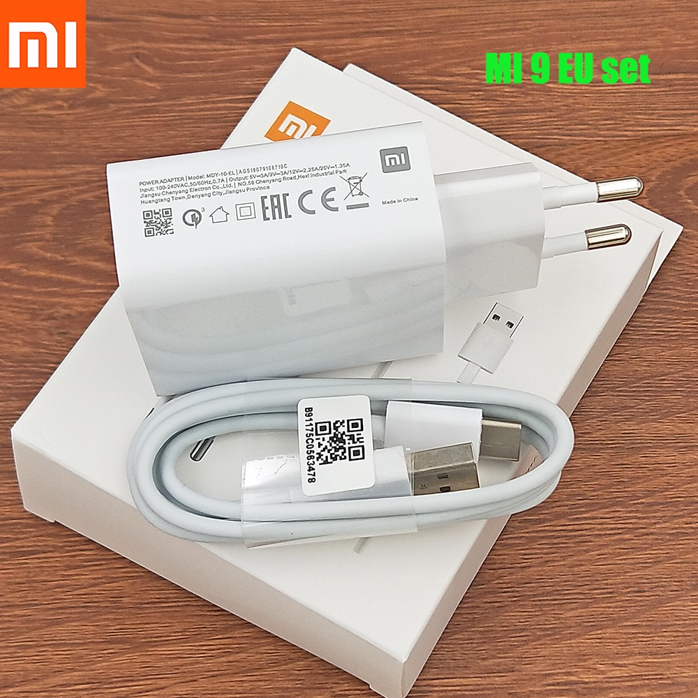 Per Xiaomi 27W Mi caricabatterie rapido EU QC 4.0 Turbo Adapter 100cm tipo C cavo per Mi 9 10 pro 9T CC9 Redmi note 8 9 pro 8T K20 pro