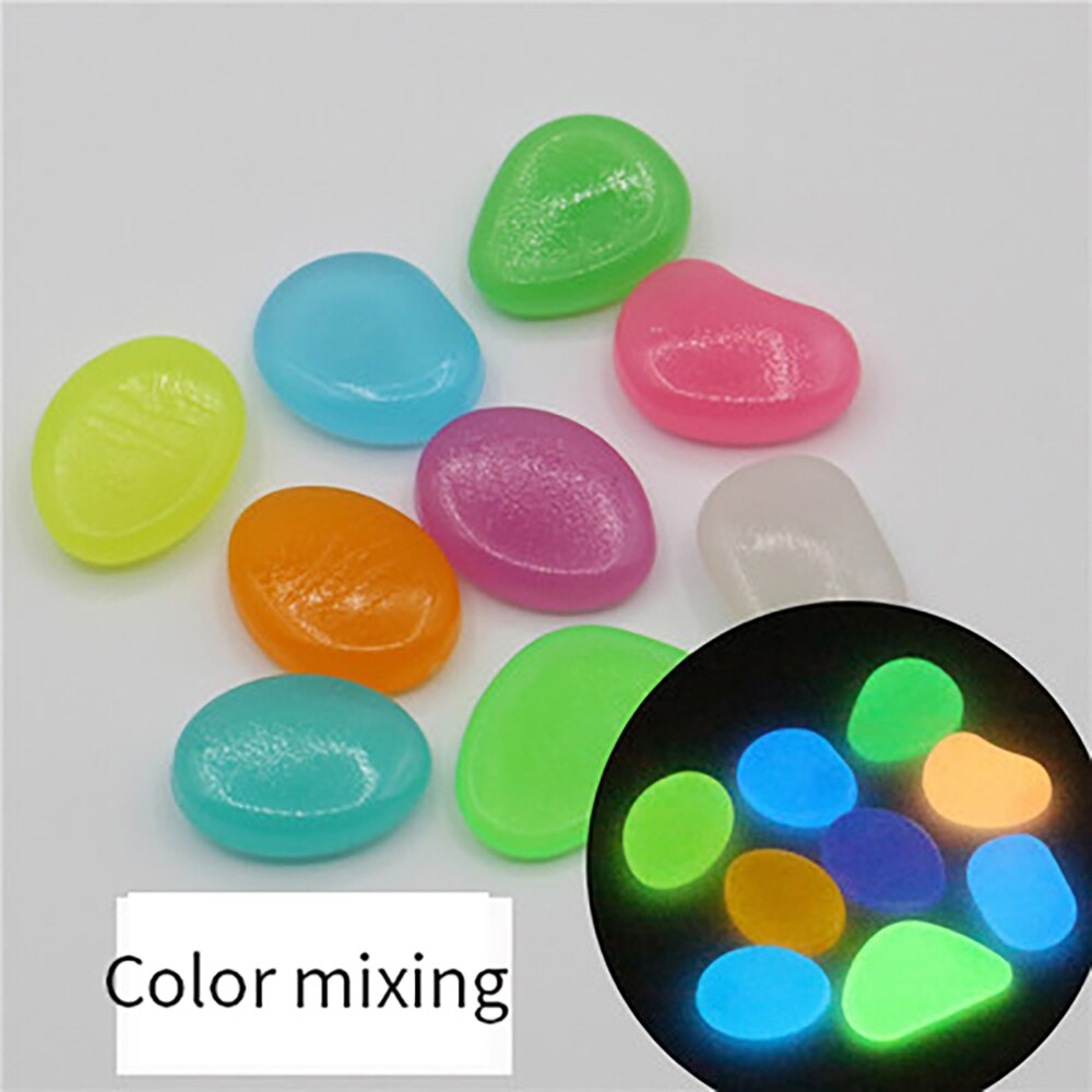 100Pcs Glow In The Dark Pebbles Aquarium Aquarium Decor Steen Glow In The Dark Stoep Tuin Binnenplaats Gazon home Decor Steen: Color mixing