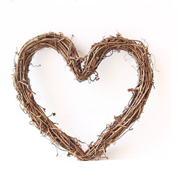 Natural Grapevine Wreath Star Heart Ring Shape DIY Crafts Base for Christmas Wreath Garland Home Decoration: heart / 25cm