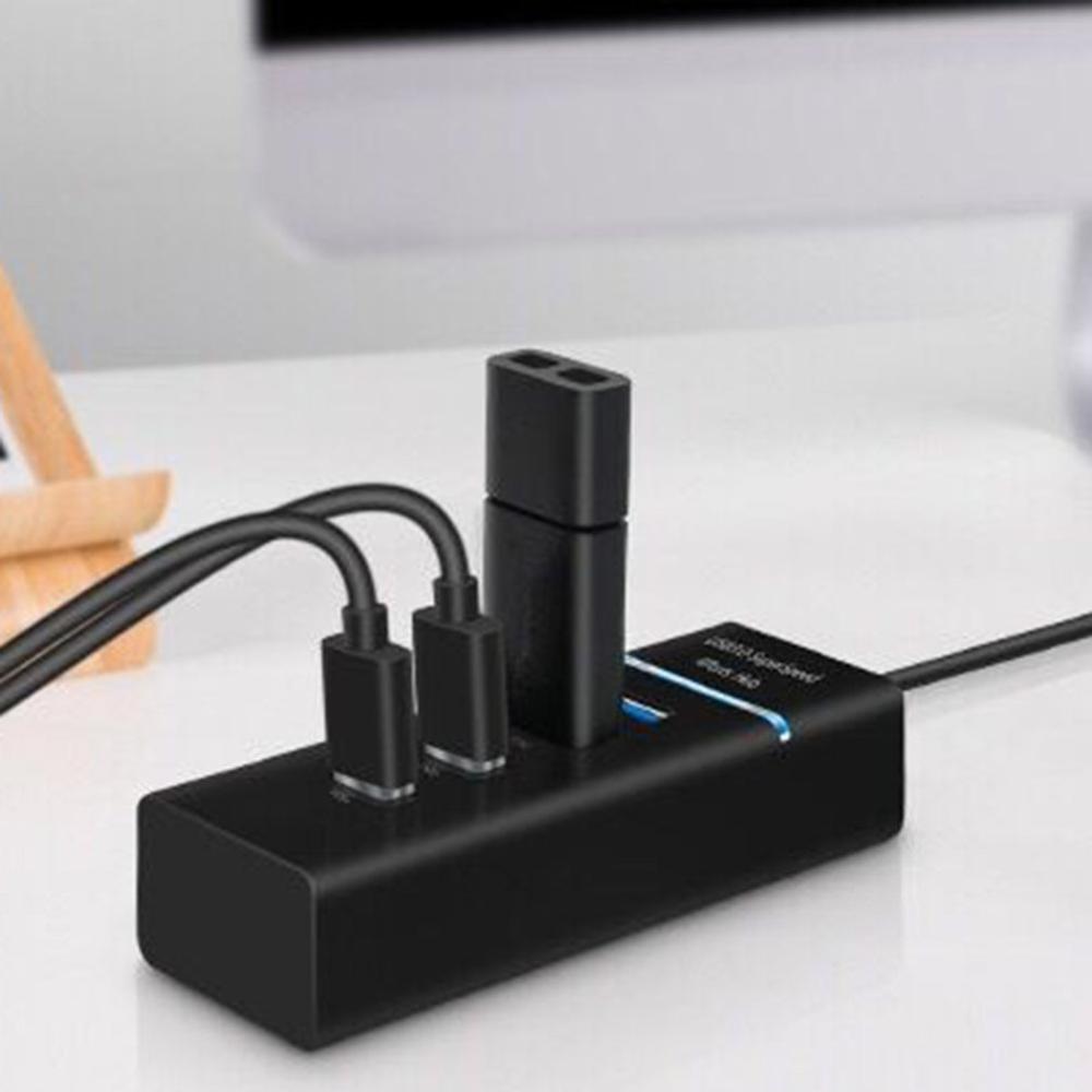 4 Poorten Usb 3.0 Hub Hub Multi Usb Splitter Expander Meerdere Usb 3 Hab Op/Uit Schakelaars Ac Adapter kabel Splitter Voor Pc Laptop